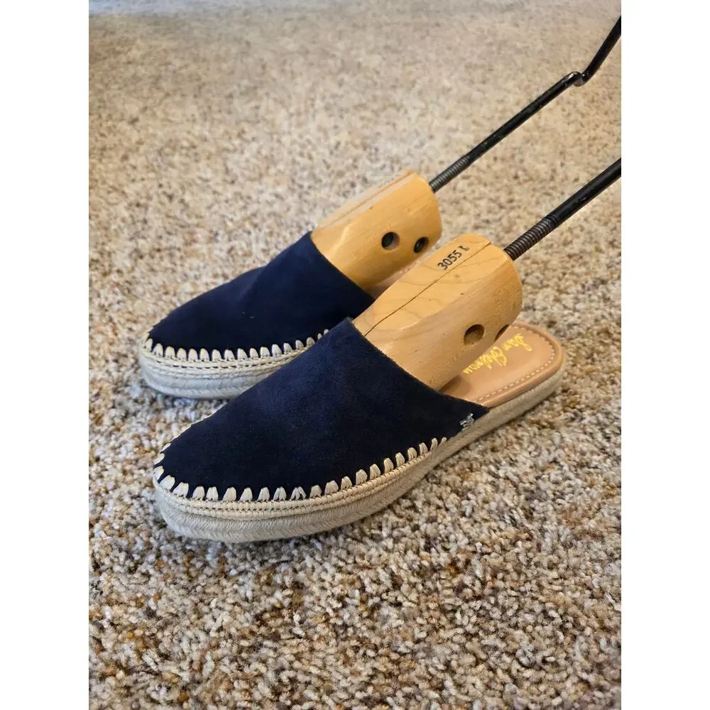 Sam Edelman Austin Navy Blue Suede Espadrille Mules Slides Sandals 9.5